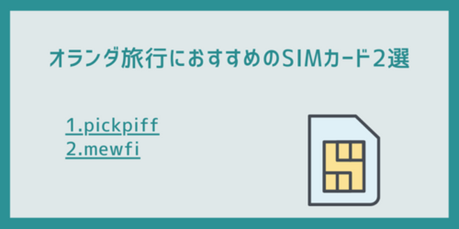 オランダ旅行におすすめのSIMカード2選
1.pickpiff
2.mewfi