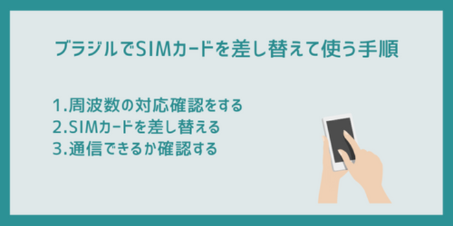 ブラジルでSIMカードを差し替えて使う手順
1.周波数の対応確認をする
2.SIMカードを差し替える
3.通信できるか確認する
