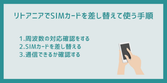 リトアニアでSIMカードを差し替えて使う手順
1.周波数の対応確認をする
2.SIMカードを差し替える
3.通信できるか確認する