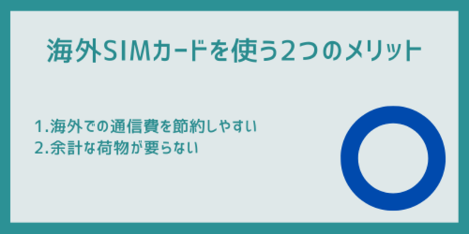 海外SIMカードを使う2つのメリット
1.海外での通信費を節約しやすい
2.余計な荷物が要らない